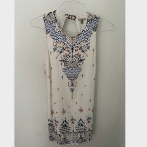 Ecote Aztec Print Dress Shift Small Open Back